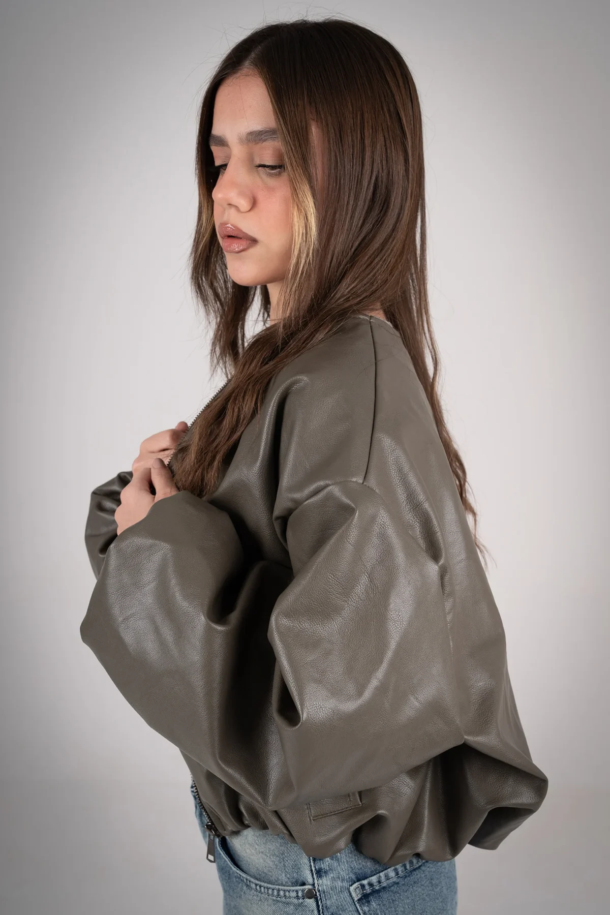 Olive Leather Jacket - Image 4
