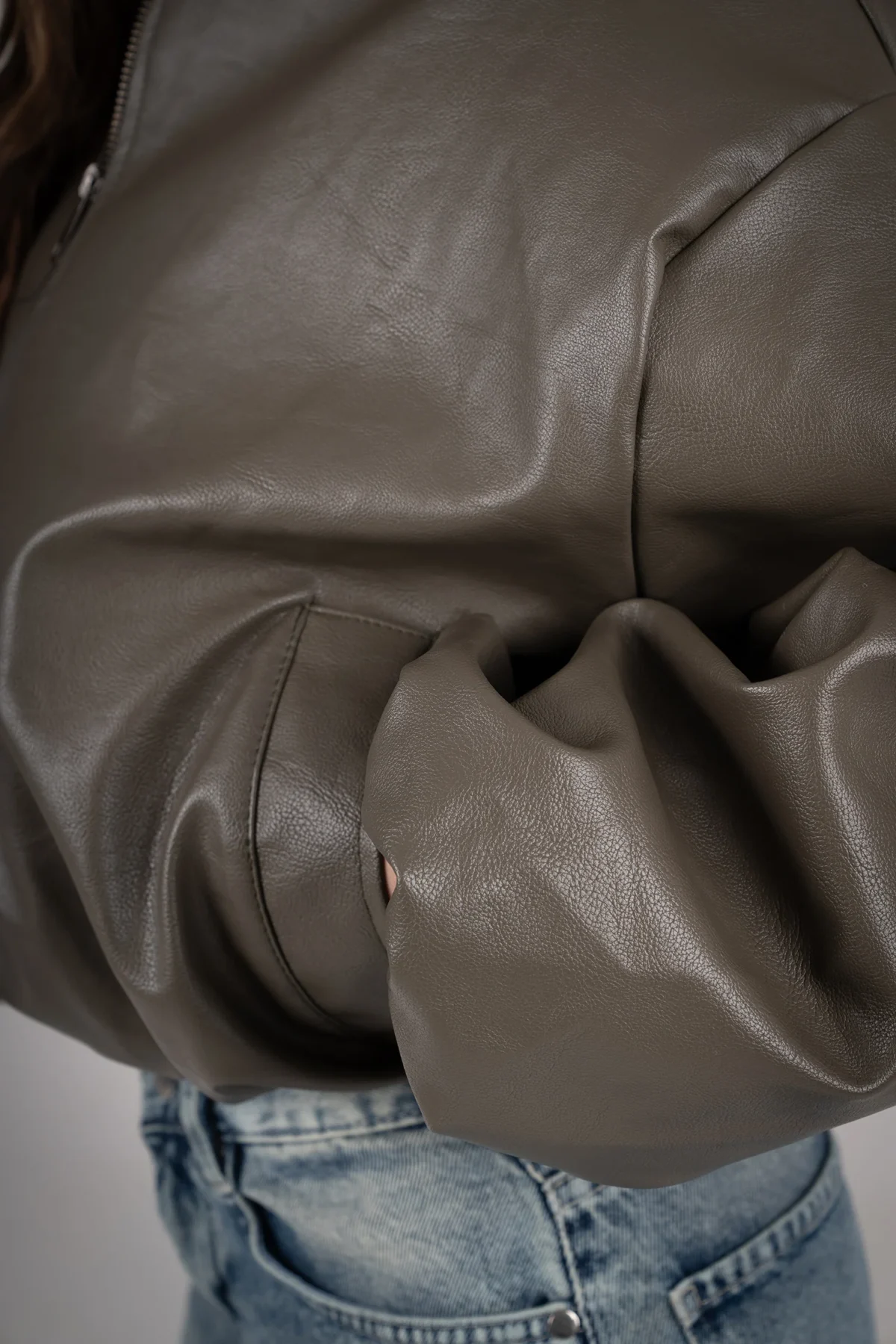 Olive Leather Jacket - Image 5