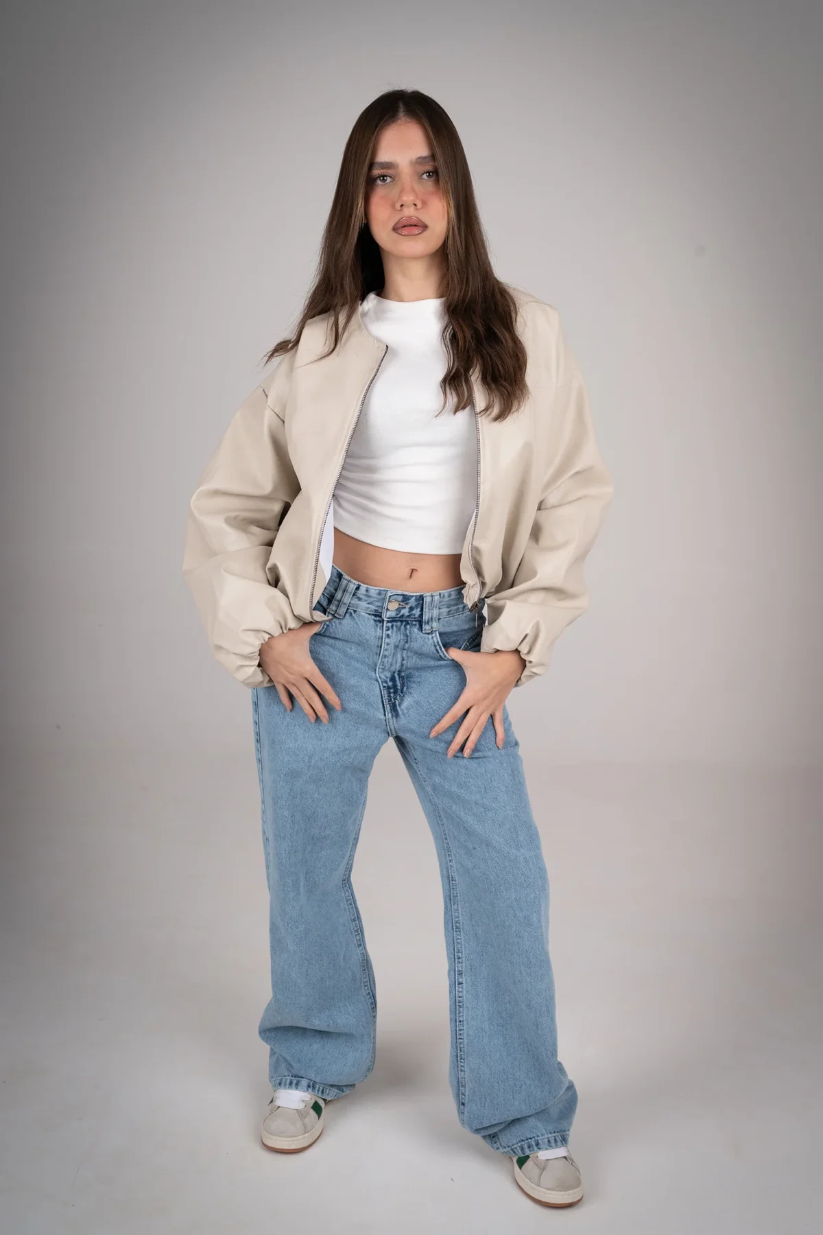 Beige Leather Jacket