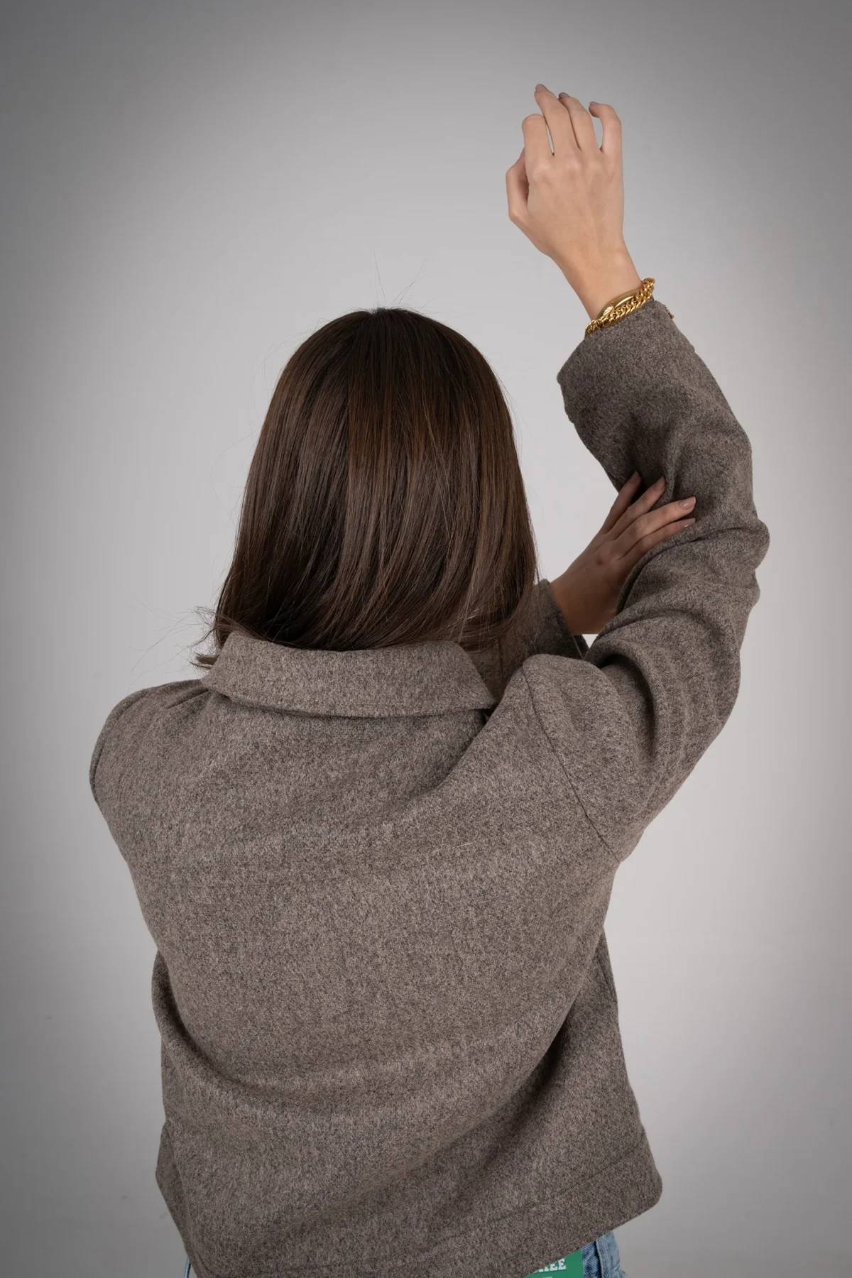 Brownish Pocketed Broadcloth Jacket. - Image 5