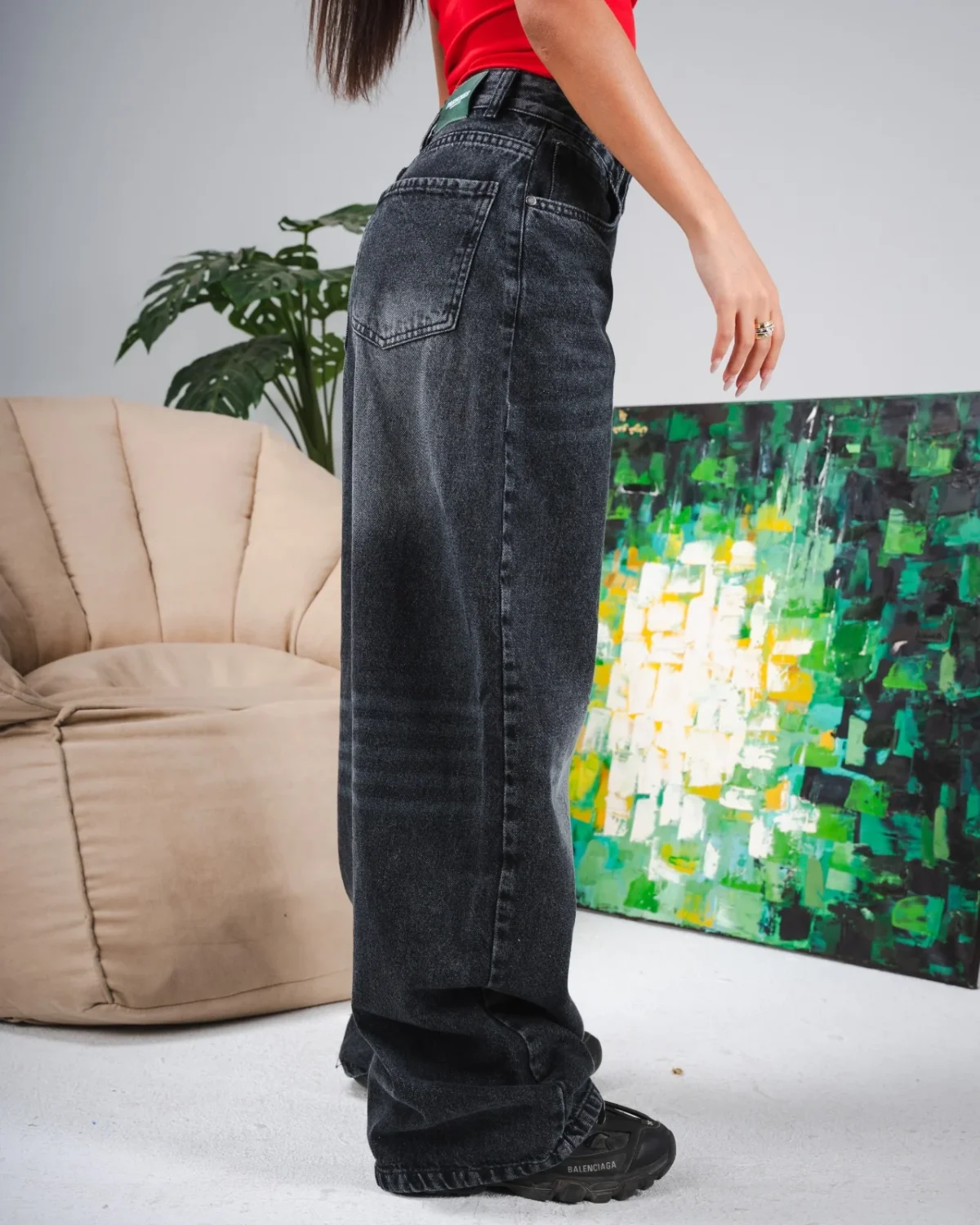 Dirty Black Low Waist Baggy Jeans - Image 2