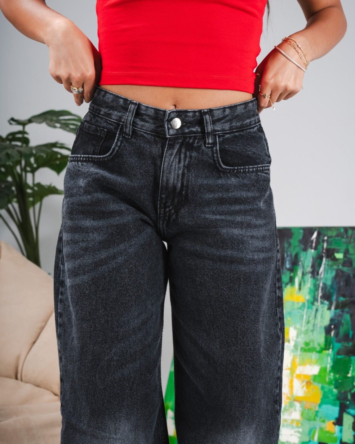 Dirty Black Low Waist Baggy Jeans - Image 3