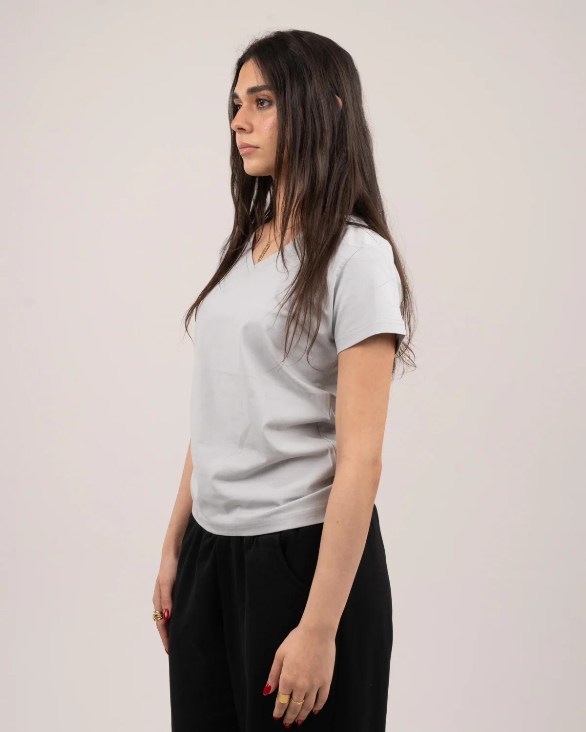 V-neck t-shirt - Light grey - Image 4