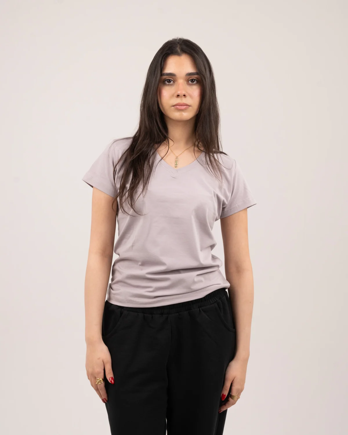 V-neck t-shirt - Pale rose - Image 4