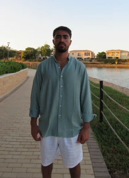 Linen Shirt In Mint Green