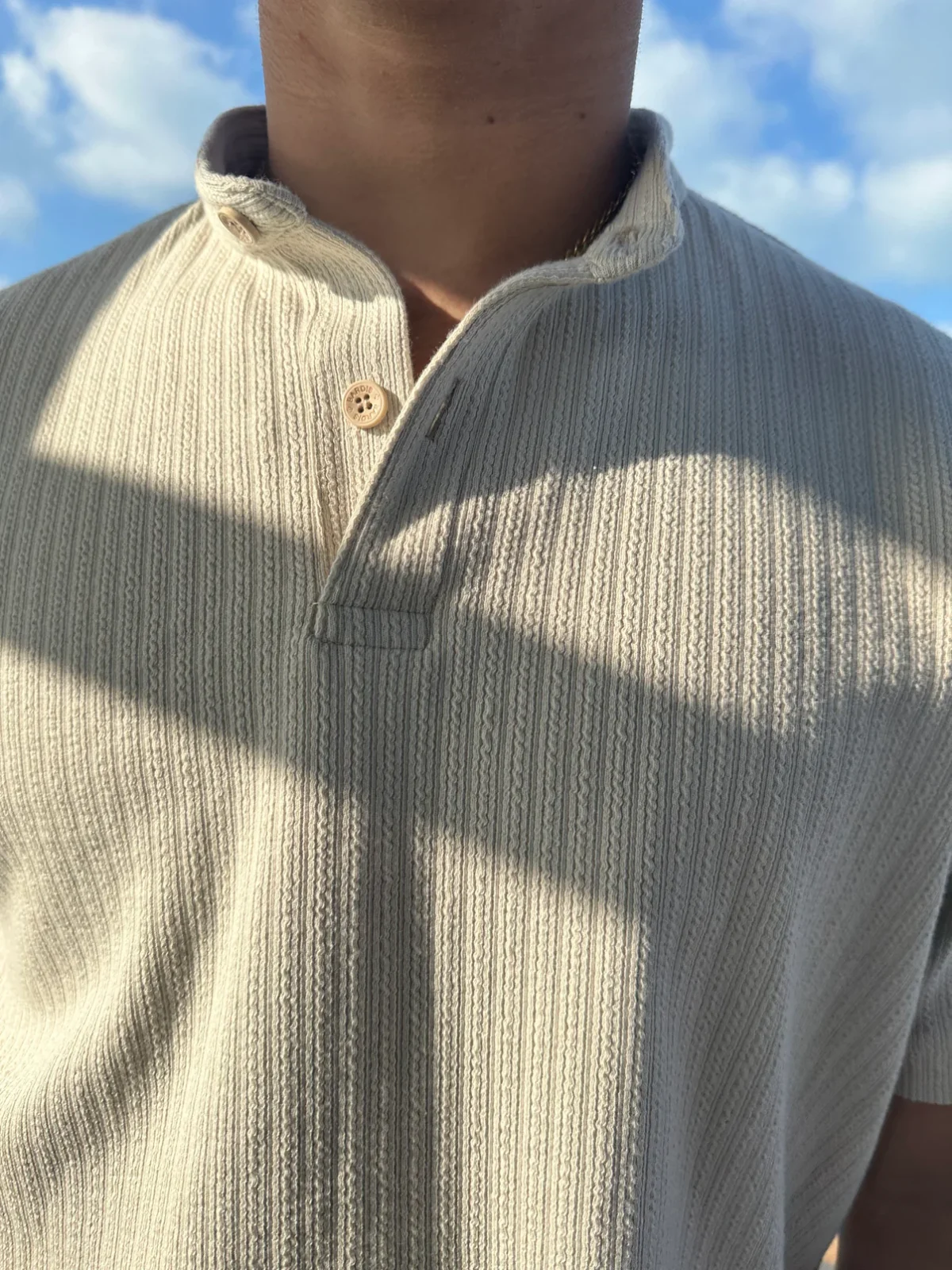 Textured Shirt With A Band Collar - Image 4