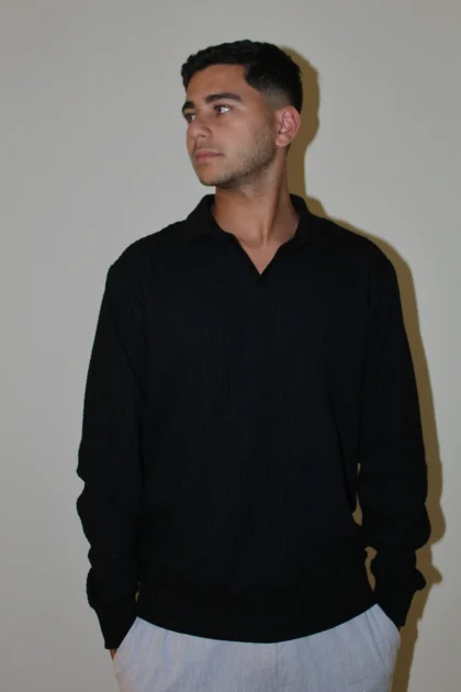 Textured Polo Sweater