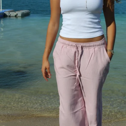 Linen blend pink pants
