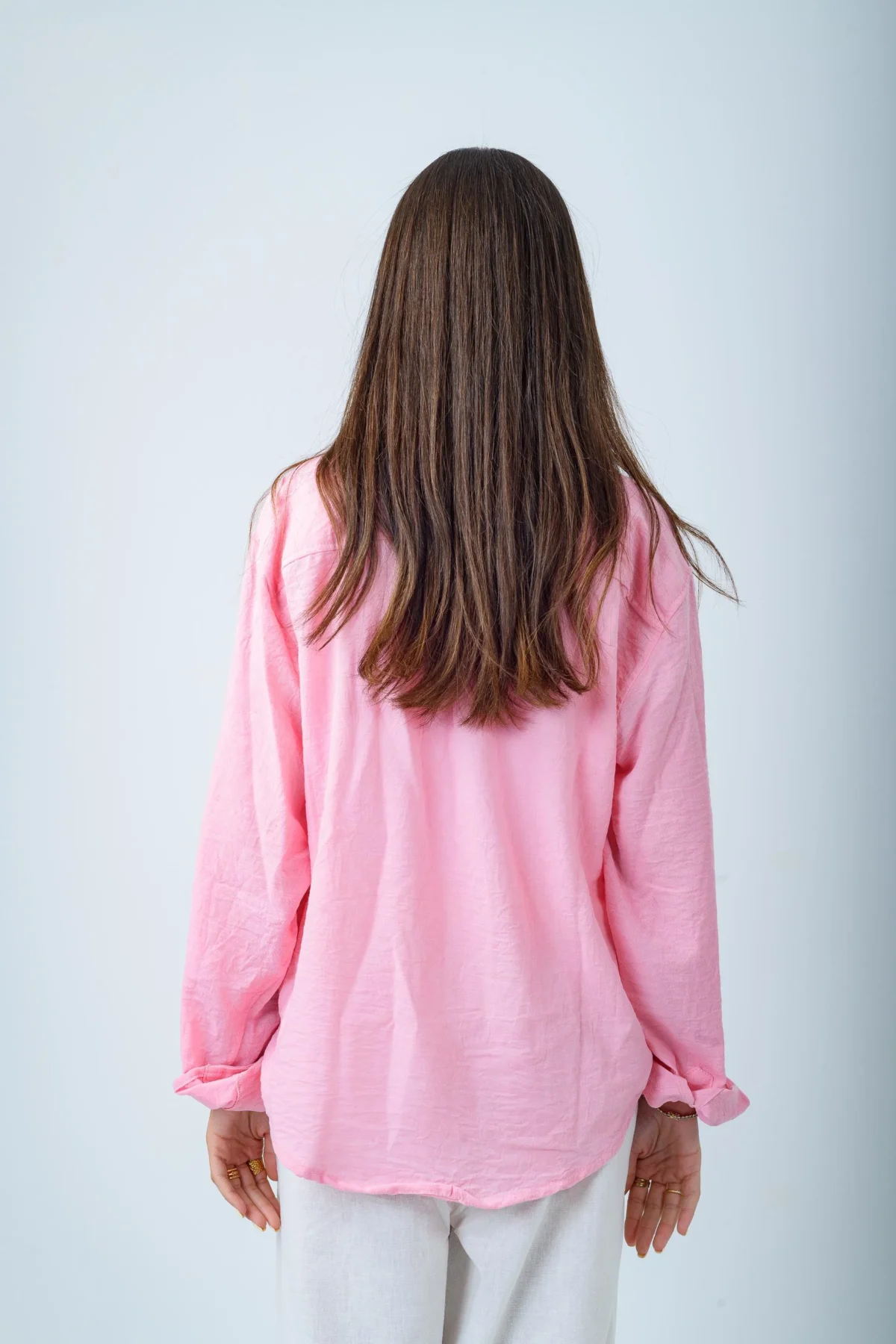 Women's Pink Linen Shirt - Image 3