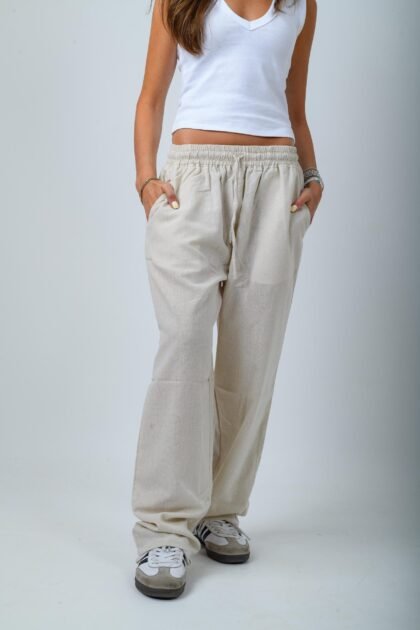Women's Beige Linen Pants