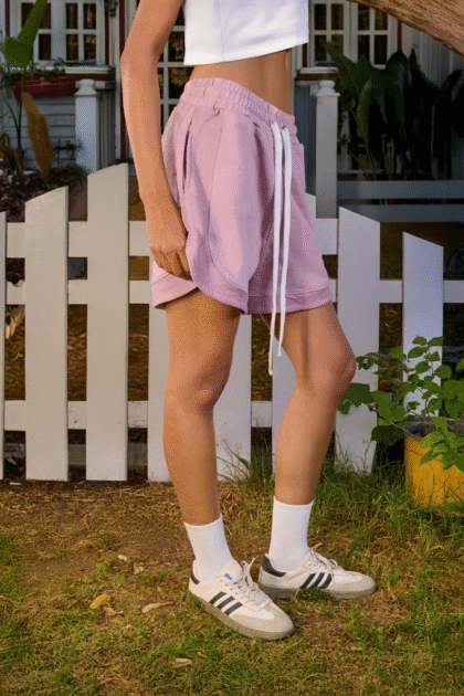 Light Violet Dolphin Hem Sweat Shorts