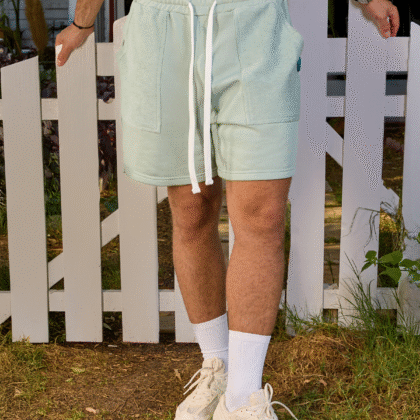 Mint Front Textured Sweat Shorts