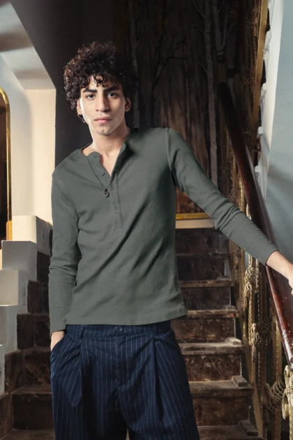 Dark Heather Gray Henley Shirt