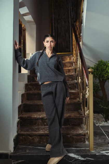 Storm Dust Quarter Zip Knitted Set