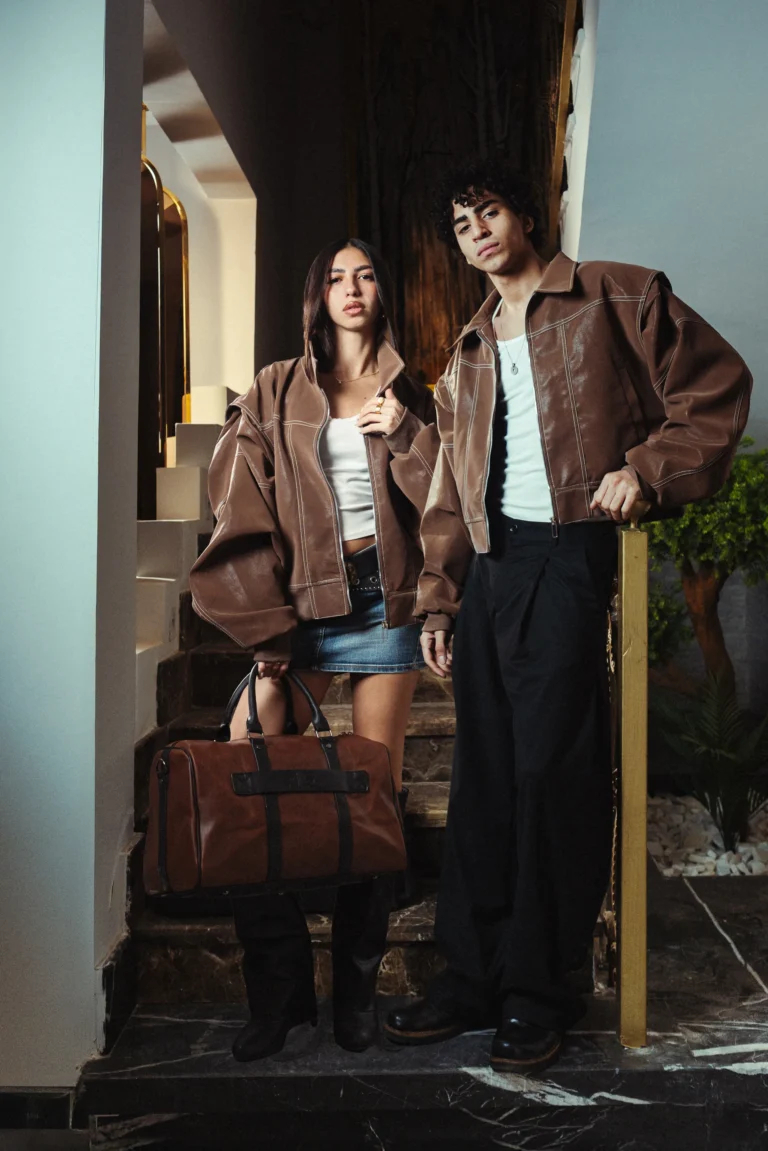 Burnt Ochre Stitched Leather Jacket