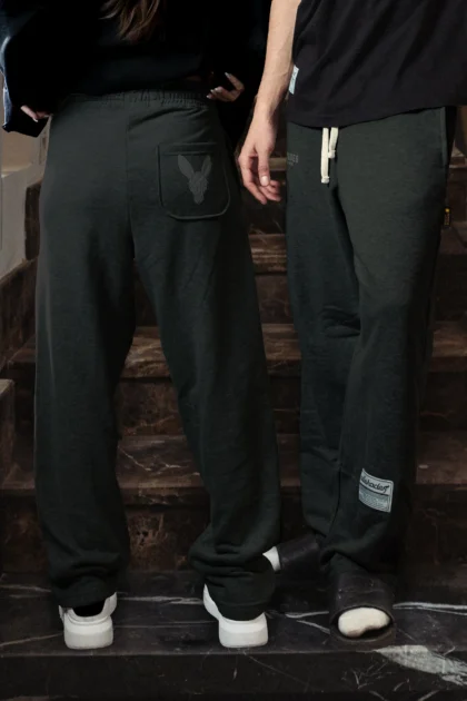 Black Patched Straight Leg Sweatpants