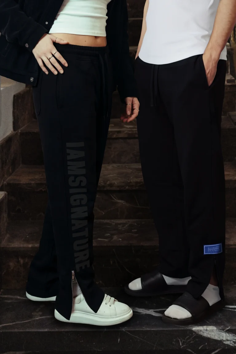 Black Ankle Zip Straight Leg Sweatpants